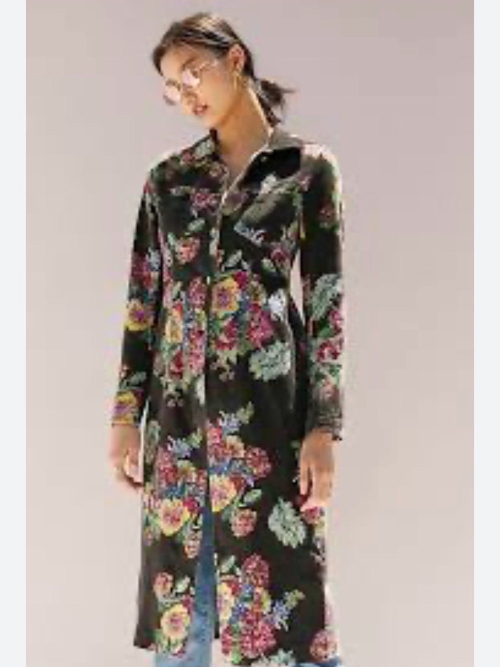 NWT Anthropologie Black Floral Coat